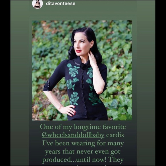 Wheels and Dollbaby Dita Cardigan Black with Emerald Embroidered 12 NWT - Picture 3 of 10